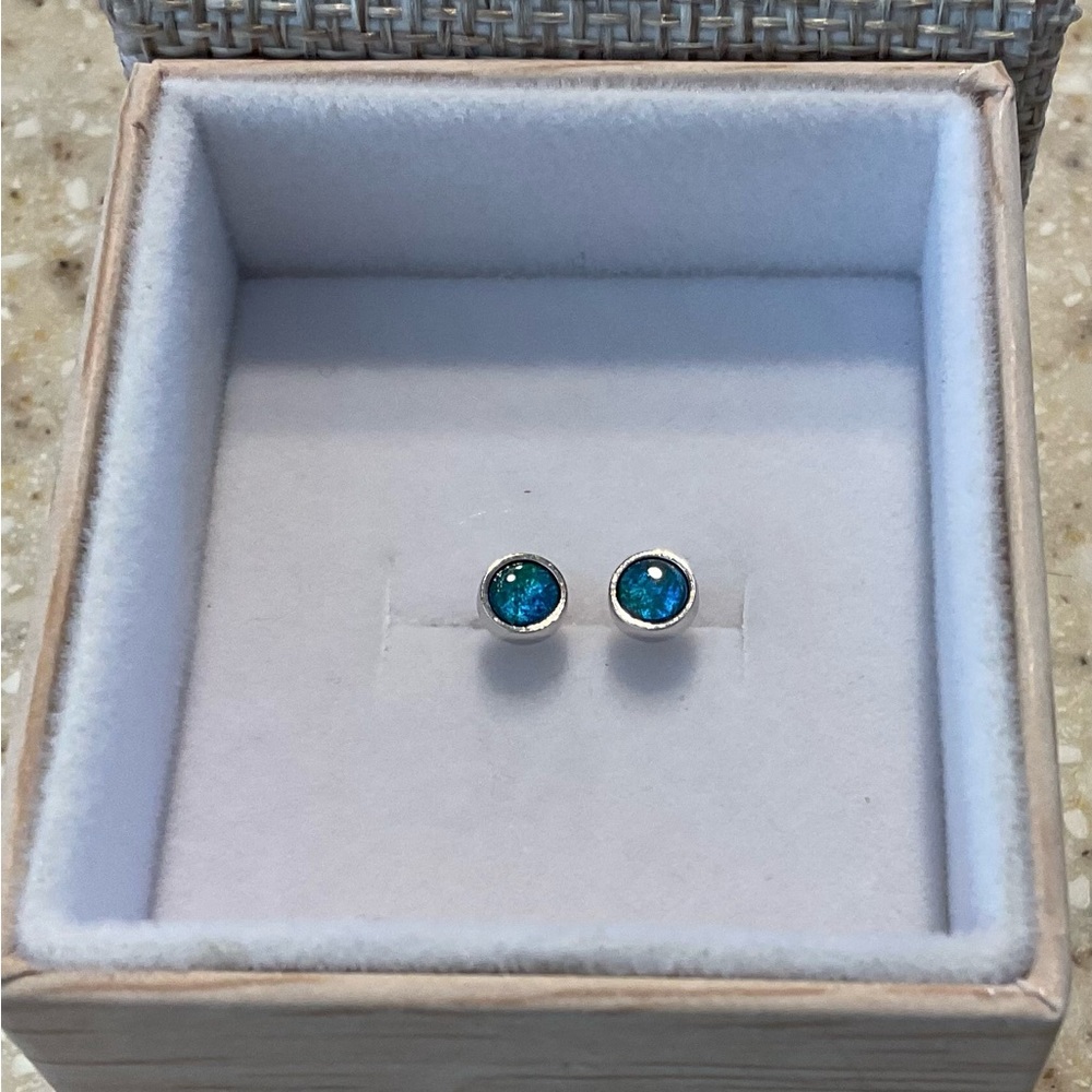 14K white gold opal earrings handmade